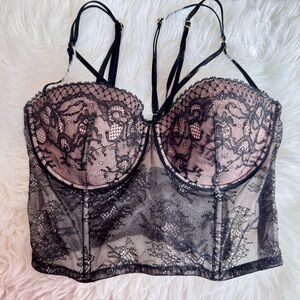 Victoria's Secret Black and Pink Lace Bustier